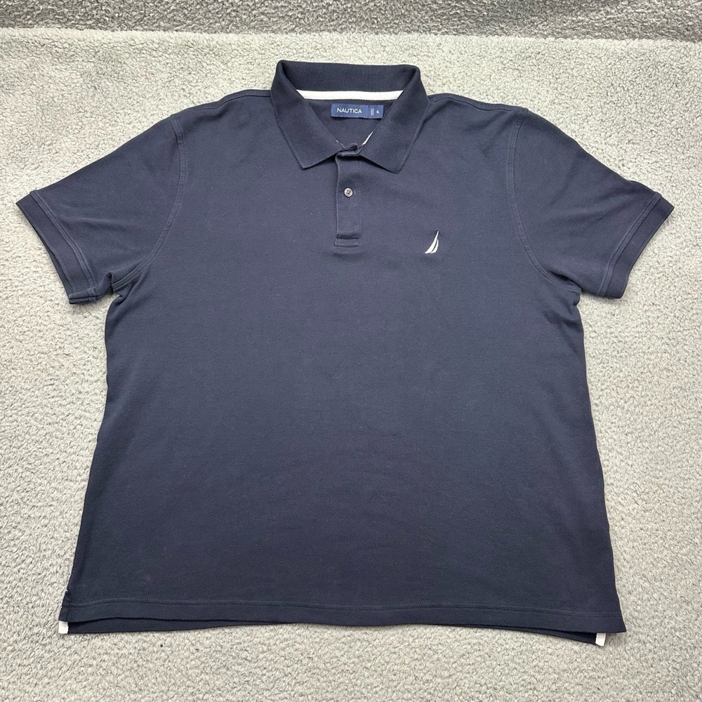 Nautica K17003 Men's Size XL 100% Cotton Navy Blue S/S Golf Sport Polo Shirt